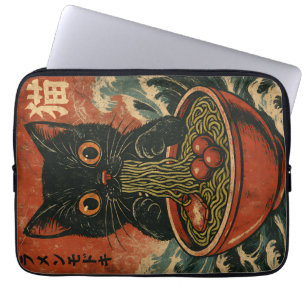 Cat Ramen Japanese Funny Graphic Kawaii Cat Anime Laptop Sleeve