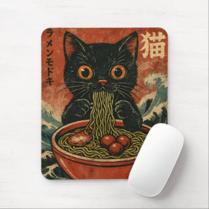 Cat Ramen Japanese Funny Graphic Kawaii Cat Anime Mouse Pad