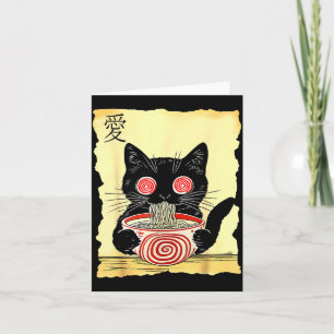 Cat Ramen Japanese Funny Graphic Tees Kawaii Anime Card