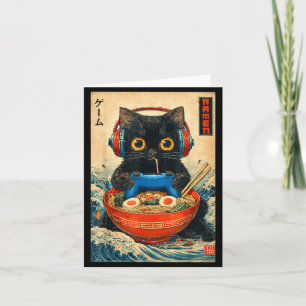 Cat Ramen Japanese Funny Graphic Tees Kawaii Cat A Card