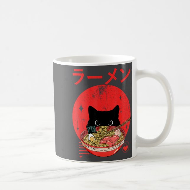 Cat Ramen Japanese Funny Graphic Tees Kawaii Cat A Coffee Mug (Right)