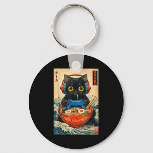 Cat Ramen Japanese Funny Graphic Tees Kawaii Cat A Keychain