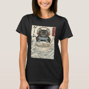 Cat Ramen Japanese Kawaii Gamer Retro Cute Funny T-Shirt