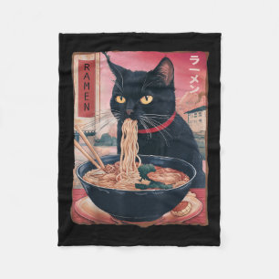Cat Ramen Noodle Japanese Anime Kawaii Gifts Men W Fleece Blanket