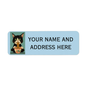 CAT RAMEN NOODLES RETURN ADDRESS LABELS
