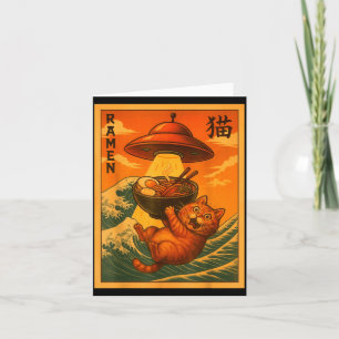 Cat Ramen Ufo Funny Japanese Anime Men Women Teens Card