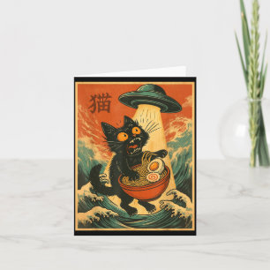 Cat Ramen Ufo Funny Japanese Anime Tee Men Women T Card