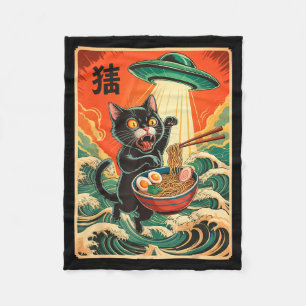 Cat Ramen Ufo Funny Japanese Anime Tee Men Women T Fleece Blanket