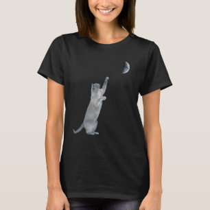 Cat reaching for the moon cute women's cat T-Shirt
