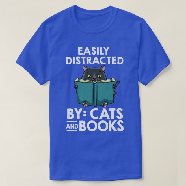 Cat Read Book Reader Reading Librarian  T-Shirt (Design Front)