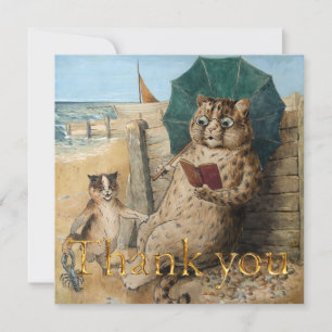 Cat Reading a Book by Louis Wain Thank You Card