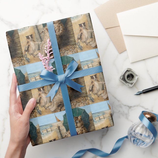 Cat Reading a Book by Louis Wain    Wrapping Paper (Gifting)