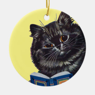 Cat Reading a Book, Louis Wain Ceramic Ornament