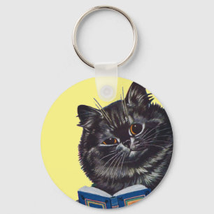 Cat Reading a Book, Louis Wain Keychain