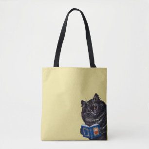 Cat Reading a Book, Louis Wain Tote Bag