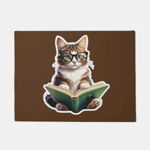 Cat Reading Book Doormat