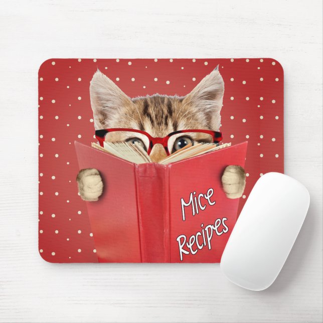 Cat Reading Mice Recipe Book   Mouse Pad (With Mouse)