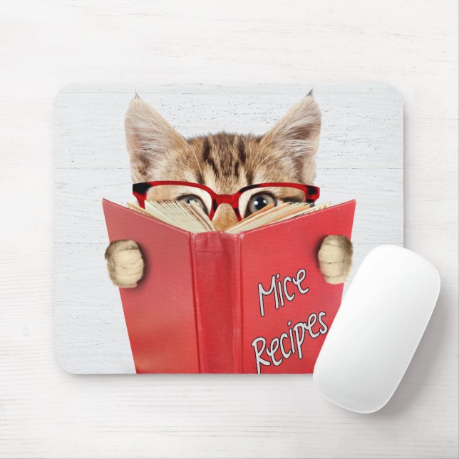 Cat Reading Recipe Book  Mouse Pad (With Mouse)