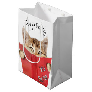 Cat Reading Red Book   Medium Gift Bag