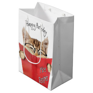 Cat Reading Red Book  Medium Gift Bag