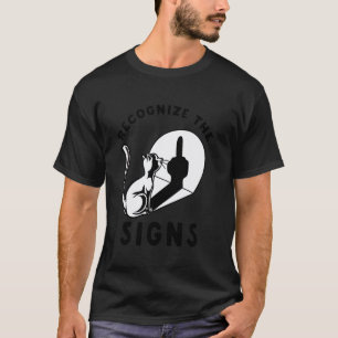 Cat Recognize The Sign Funny Middle Finger Shadow T-Shirt