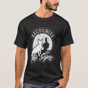 Cat Recognize the Sign Funny Middle Finger Shadow T-Shirt