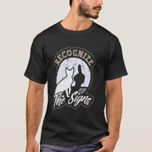 Cat Recognize the Sign Funny Middle Finger Shadow T-Shirt