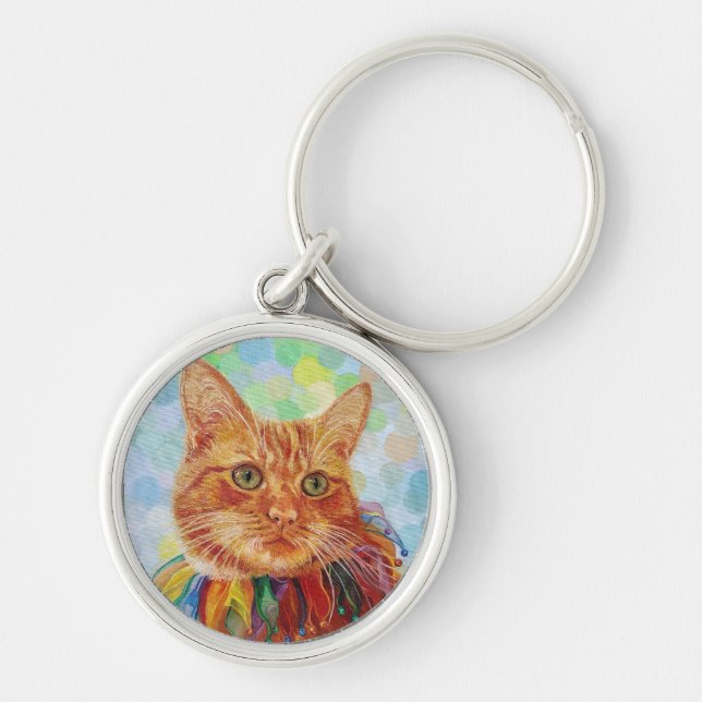 Cat Red Ginger Keychain Oil Painting Design (Front)