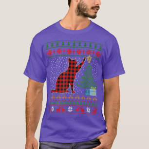 Cat Red Plaid Buffalo Funny Ugly Christmas Sweater