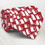 Cat Red White Tie<br><div class="desc">Lots of little white cats on a red background. A fun pattern for any time of year, but particularly fun for Christmas. Ideal for veterinarians or animal lovers.</div>