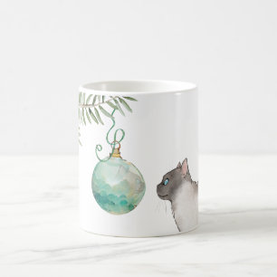 Cat Reflection in an Ornament Christmas Mug