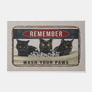 Cat Remember Wash Your Paws Doormat