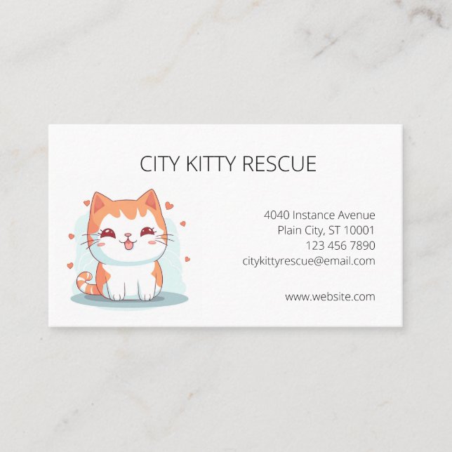 Cat Rescue Animal Rescue Organization Business Card (Front)