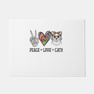 Cat Rescue Tie Dye Peace Love Cats Halloween Cat L Doormat