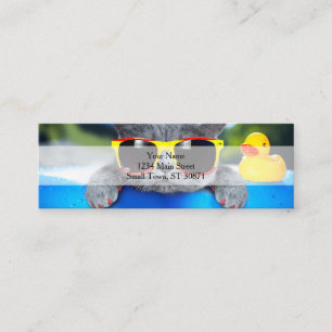 Cat rest in the pool on the air mattress mini business card