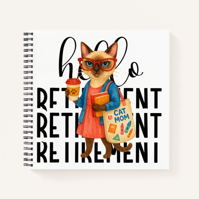 Cat retirement themed forLunch Lady  Notebook (Front)