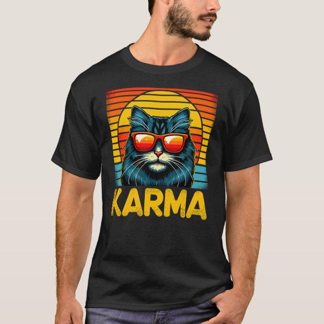 Cat Retro Karma T-Shirt (Front)
