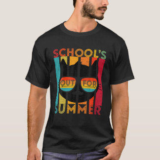 Cat Retro Last Day Of Schools Out For Summer Teach T-Shirt