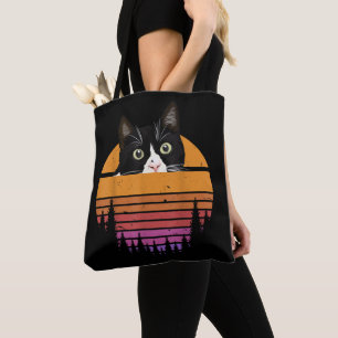 Cat Retro Style Black Cat Vintage Style Kitten Cat Tote Bag