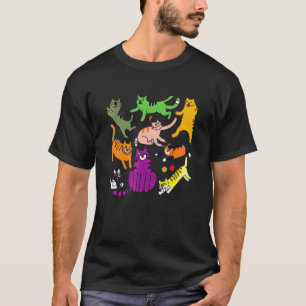 Cat Retro Style itty Cats  Multicolor for Boys Gir T-Shirt