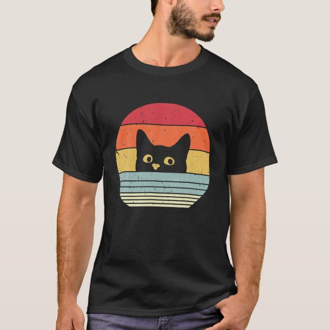 Cat . Retro Style T-Shirt (Front)
