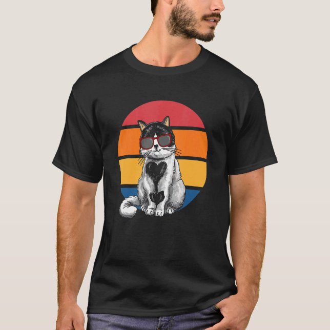 Cat  Retro Sunset Cat Sunset I Cat T-Shirt (Front)