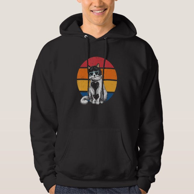 Cat  Retro Sunset Cat Sunset I Retro Cat Hoodie (Front)