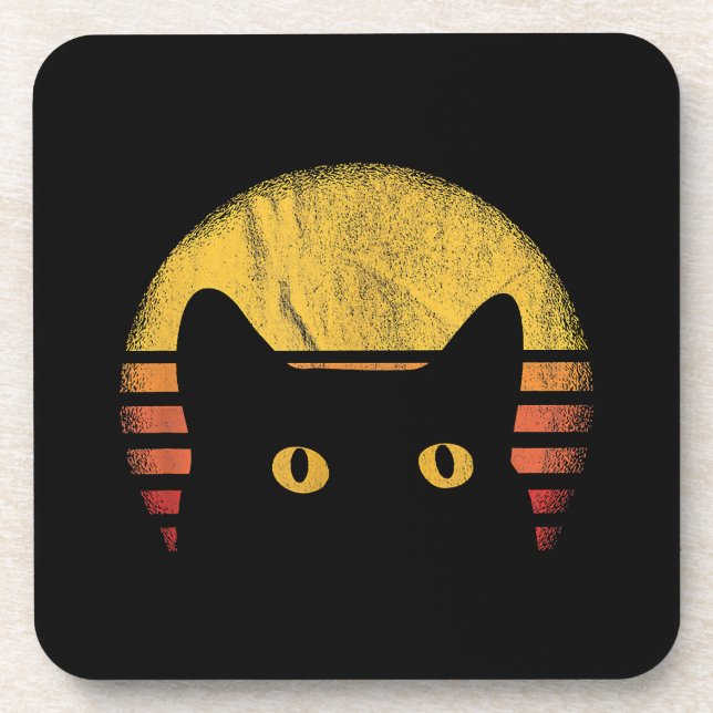 Cat Retro Vintage Coaster (Front)