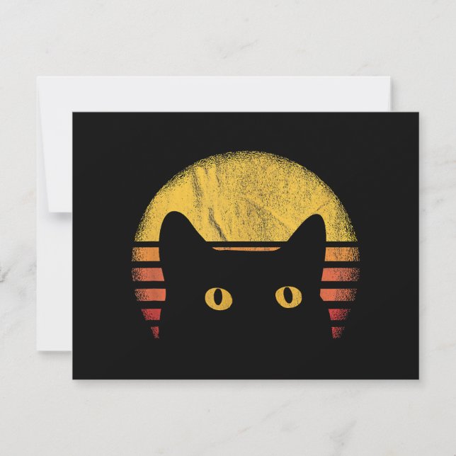 Cat Retro Vintage RSVP Card (Front)