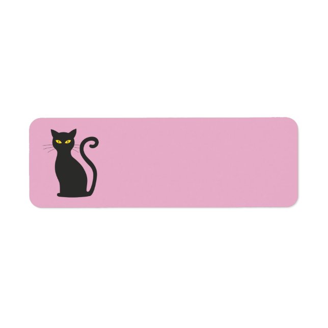CAT RETURN CUSTOM ADDRESS LABELS, BLACK CAT (Front)