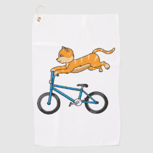 Cat Riding A Bmx Golf Towel