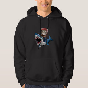 Cat Riding A Shark Cat Funny Cat Shark Hoodie