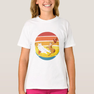 Cat riding banana and holding pizza retro T-Shirt