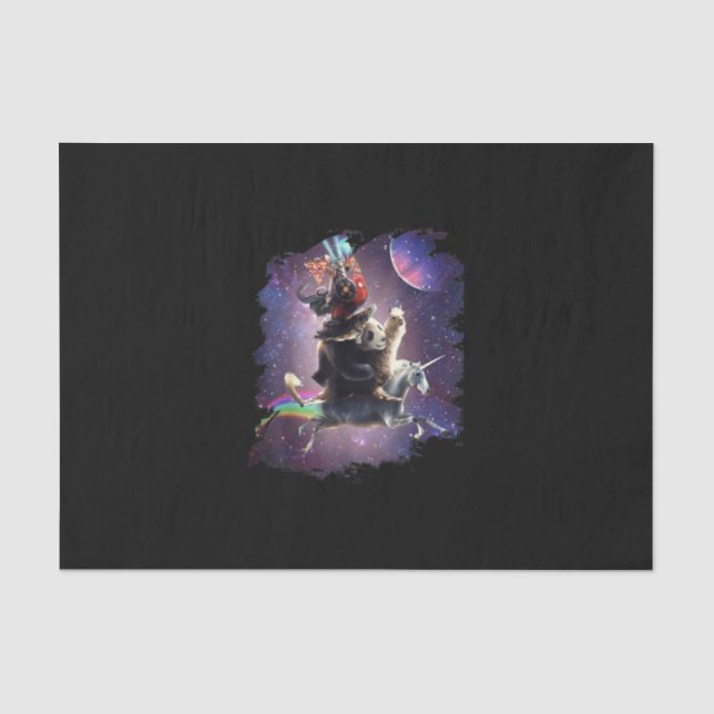 Cat Riding Chicken Turtle Panda Llama Unicorn Tissue Paper (Front)